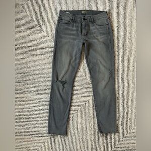 MOTHER Skinny Distressed Jeans - Charcoal Black Size 29 Looker Ankle Fray